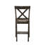 2 chaises de salle à manger, siège rembourré en lin, brun clair et gris, profondeur de siège de 16 pouces, dossier en bois en forme de X, pieds carrés, motif uni