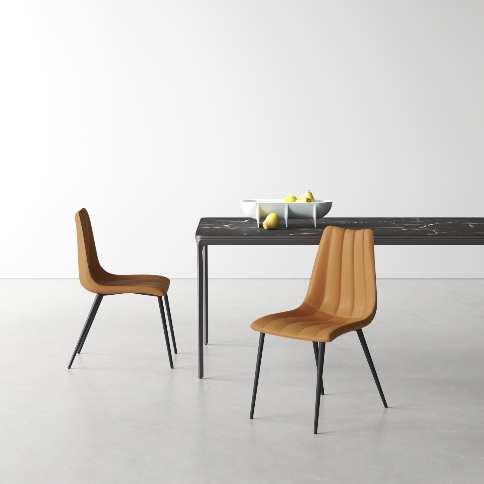Finnigan Dining Chair, Brown Faux Leather