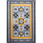 Tapis décoratif à motif géométrique à motif géométrique bleu et jaune-520638573