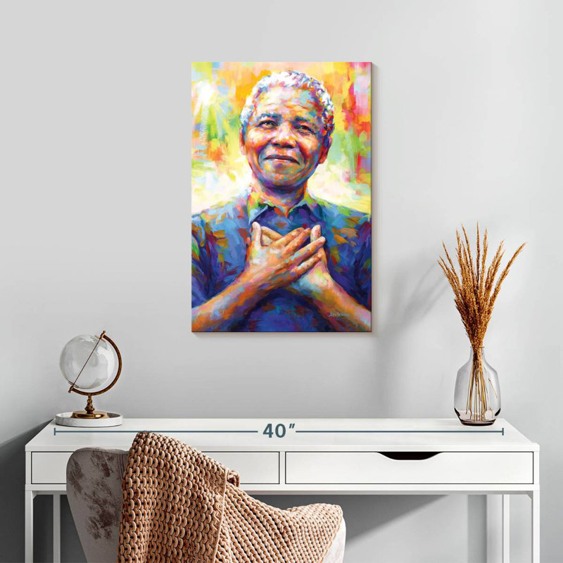 Portrait moderne de Nelson Mandela, H 24 po x l 16 po