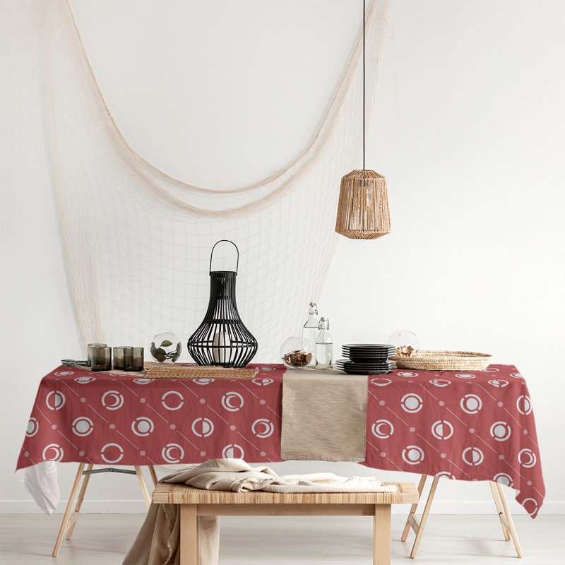 Classic Moon Phases Tablecloth, Red