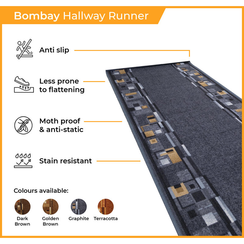 Bainbridge Island Hooked Graphite Indoor Rug, Rectangle 180cm x 100cm