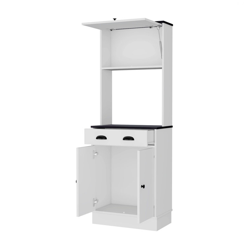 Buffet, armoire de rangement, garde-manger pour la maison, Blanc ; noir