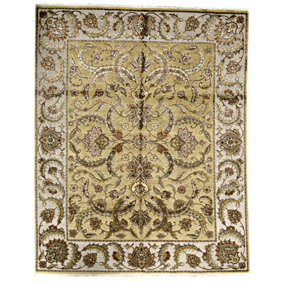 Tapis oriental doré / ivoire noué à la main