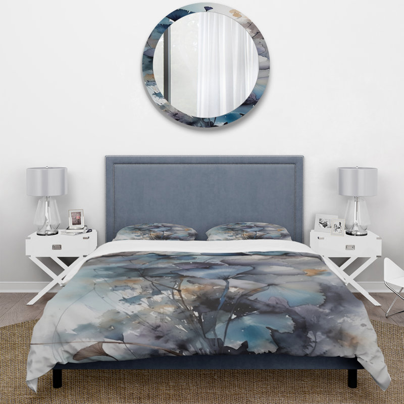 Ensemble de housse de couette en microfibre / polyester Blue and Flowers Bouquet