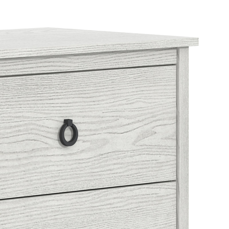 Mucci 47"W Solid Wood Transitional Modern White 6 Drawer Dresser, Antique White Oak