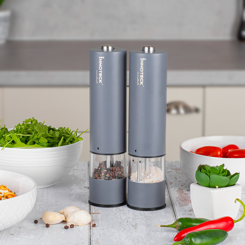 Brand Innoteck Essentials Battery Powered Salt & Pepper Mill Set, Grey
