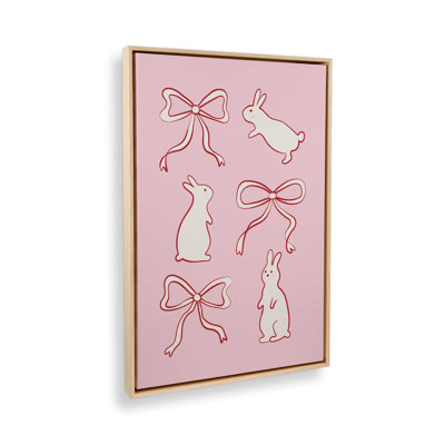 Ribbon Bows And Bunnies In Red By Garima Dhawan Art Print