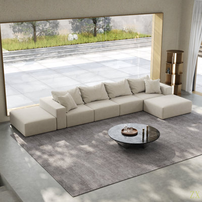 Très grand canapé en nuage éponge, ensemble de canapé modulaire rembourré moderne, ensemble modulaire de salon modulaire en forme de L de 162 po avec 6 coussins, canapé-lit combiné gratuit pour le salon, la chambre à coucher
