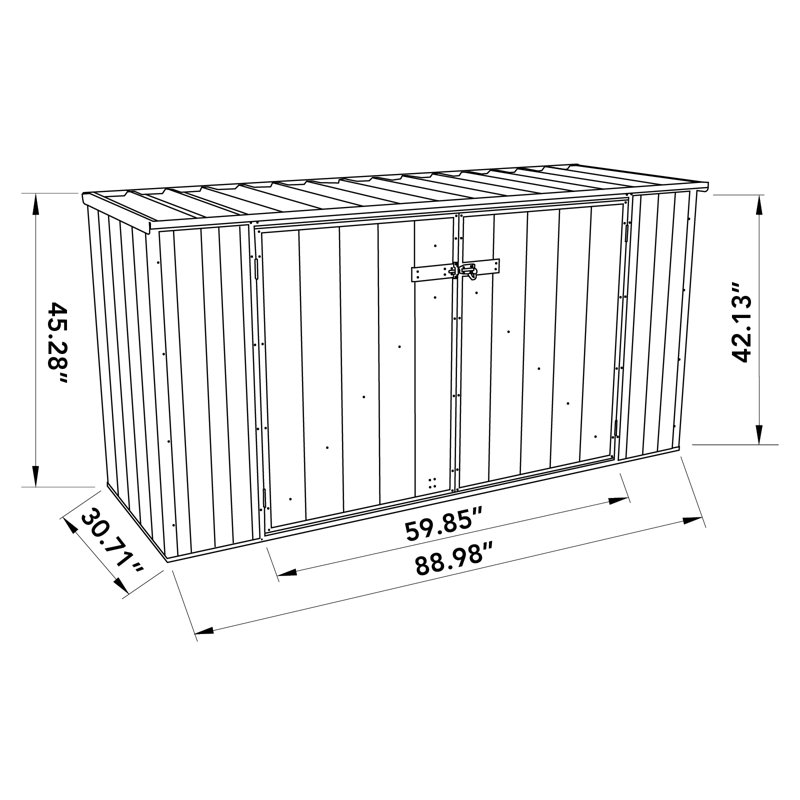 Absco Utility 7’6” W x 2’8” D Galvanized Steel Storage Shed, Woodland Gray