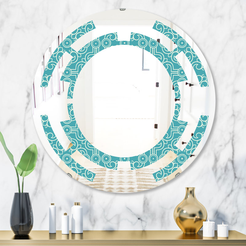 Rétro motif abstrait III - Miroir mural moderne, H 23,6 po x l 23,6 po