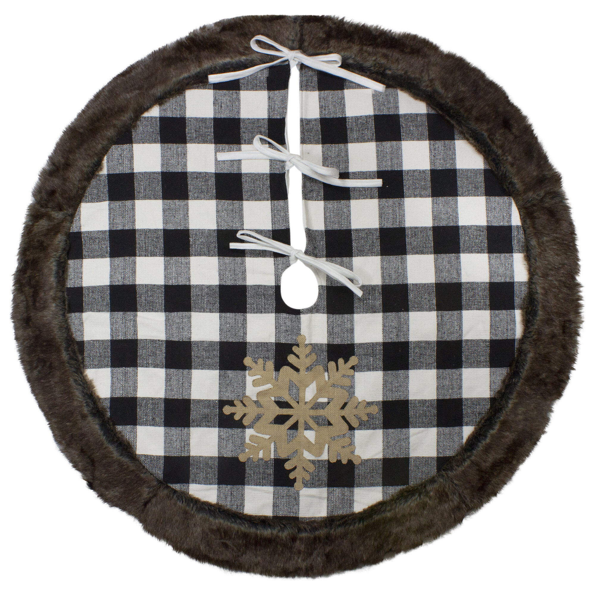 Black and white outlet plaid tree skirt