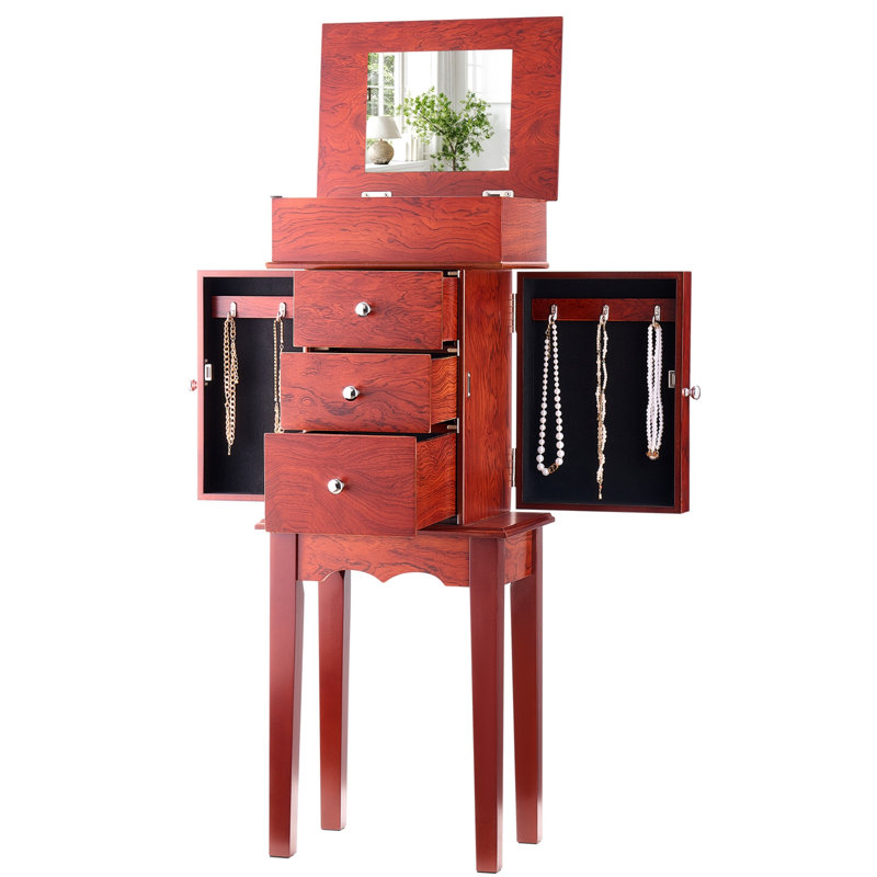 Armoire à bijoux avec armoire 3 tiroirs et miroir