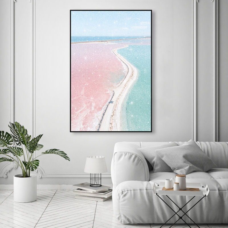 Seascape Paradise Print by Oliver Gal, 37"H x 55"W, Black Floater Frame