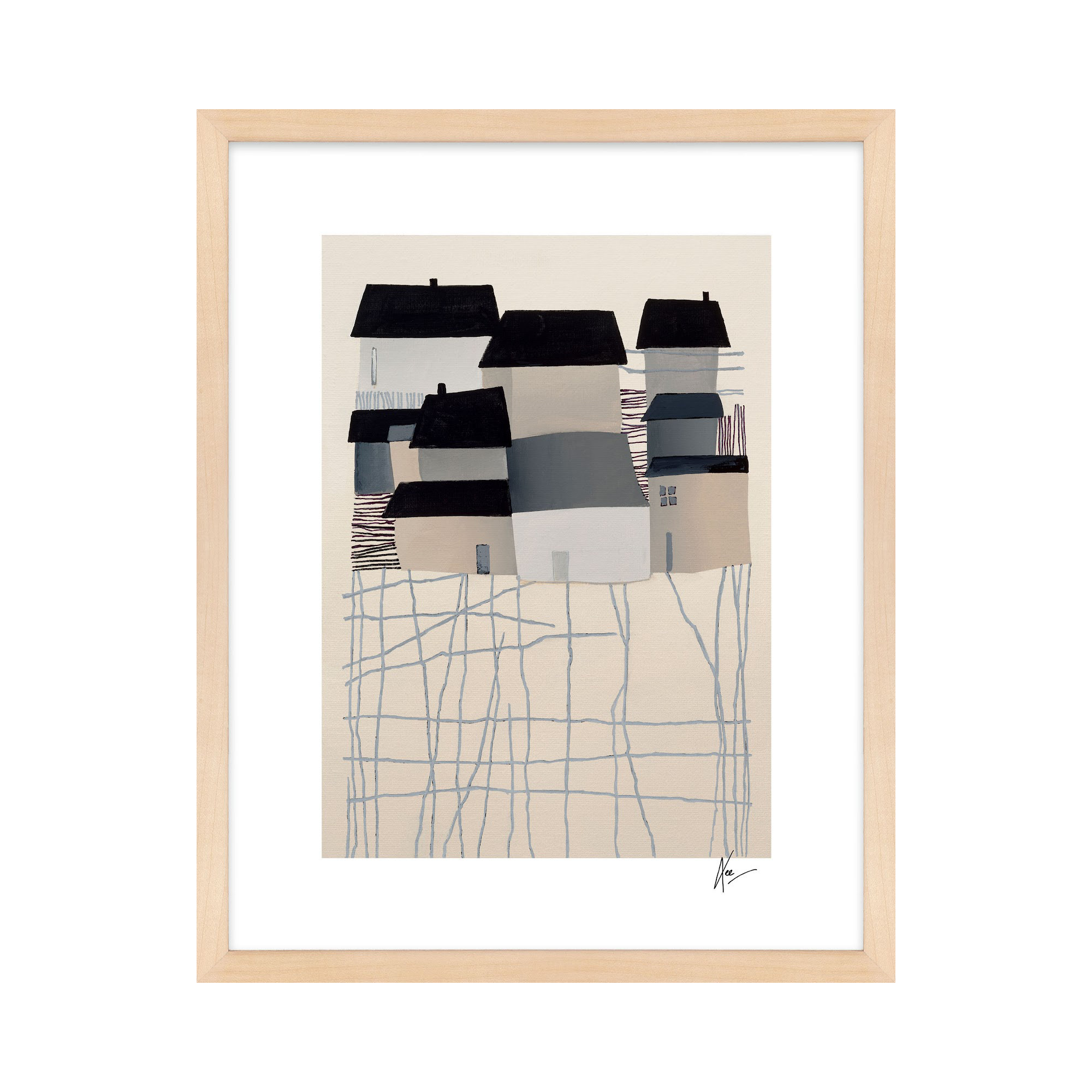 Village by Lee Lessem, Maple, 38" H x 30" W x 1.25" D
