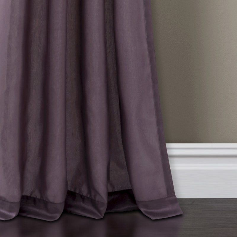 Semi Sheer Curtain Single Panel, 107cm W x 274cm L, Purple/Grey