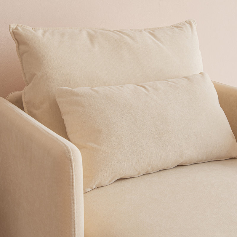 Fauteuil simple moderne avec coussin lombaire amovible Gugash pour un confort ultime, Mélange de lin beige
