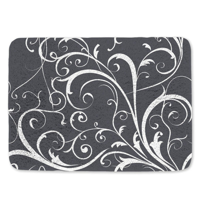Motif de tapis de bain tourbillons bleus, L 17 po x L 24 po