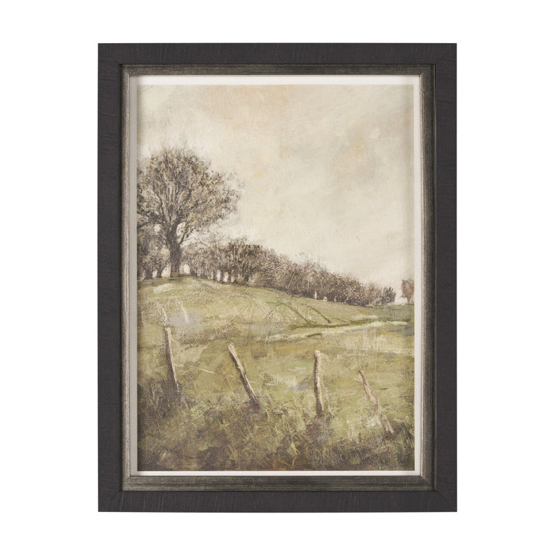 Toile encadrée texturée embellie à la main, Paysage à l'ancienne III, H 21,5 po x l 16,5 po x P 1,6 po