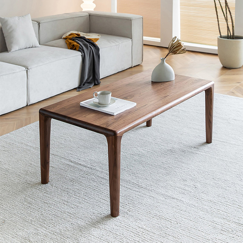 Table basse rectangulaire en bois massif noisette, 19.69" H x 51.18" L x 23.62" W