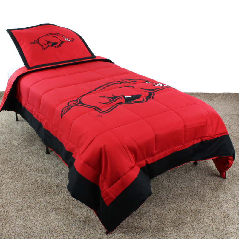 NCAA Sateen Comforter, Twin Comforter + 1 Standard Sham, Arkansas