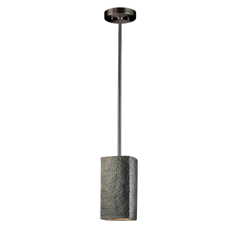 Luminaire suspendu carré 1 lumière Radiance, Nickel brossé, Hammered Brass