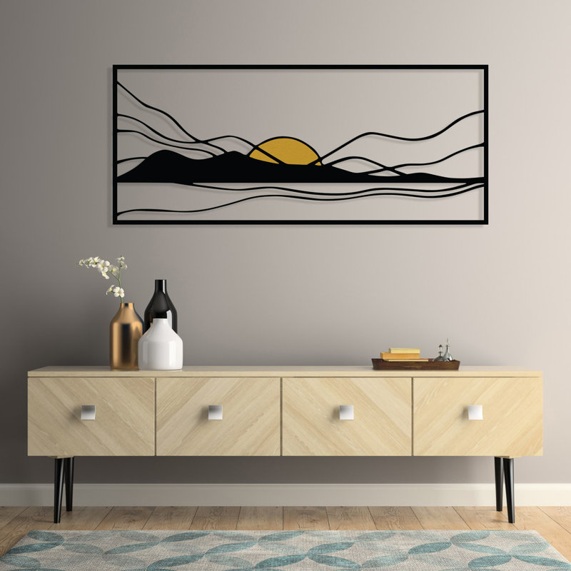 Stylish Decorative Metal Wall Accessory, 47.2 x 20.1 inches | Durable Metal (Thickness: 0.05 inches) & Wood (Thickness: 0.1 inches) | Perfect for Home Decor, Office Spaces, and Modern Aesthetics