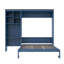 Grand lit escamotable avec bureau intégré, appliques murales et armoire de rangement multicouche, bleu