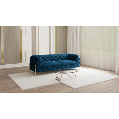 Chesterfield Sofa Atoka with Gold Metal Legs