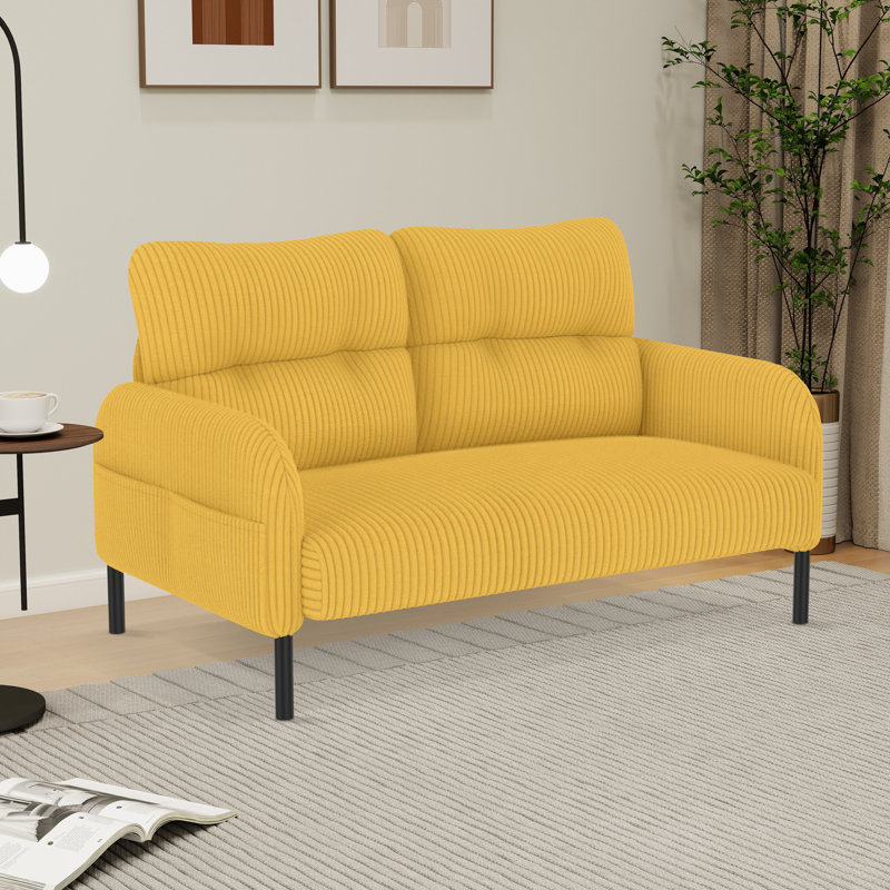Causeuse en tissu 47 po, Jaune