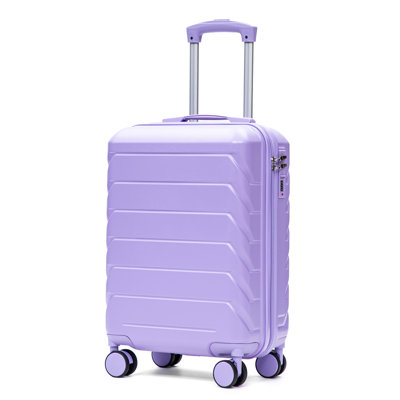 Lavender 2 Piece Travel Luggage Kit, 14 Inch Cosmetic Hard Case and 20 Inch Rolling Suitcase Made of ABS, Equipped with Telescopic Handle, Combination Lock and 360 Degree Spinner Wheels