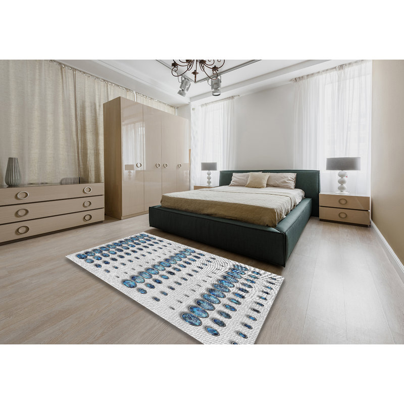 Tapis décoratif à motifs beige/bleu, Rectangle 5 pi x 7 pi