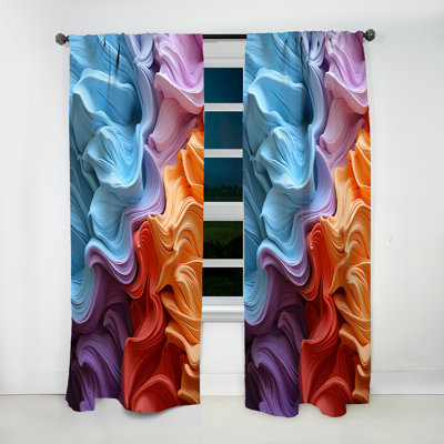Ian Fabric Rainbows Residue - Modern Curtain - Velvet Room Darkening - 1 Panel
