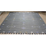 4x6 Gray Flat Weave Wool Diamond Constellation Geometric Modern Contemporary Carpet Rug