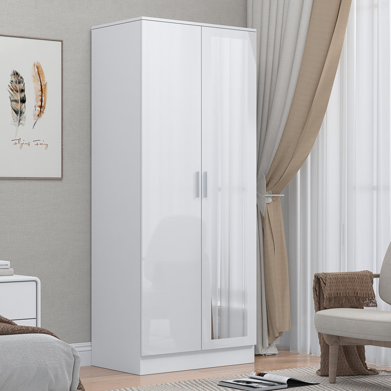 Osbourne 2 Door Wardrobe, Matte White/Gloss White