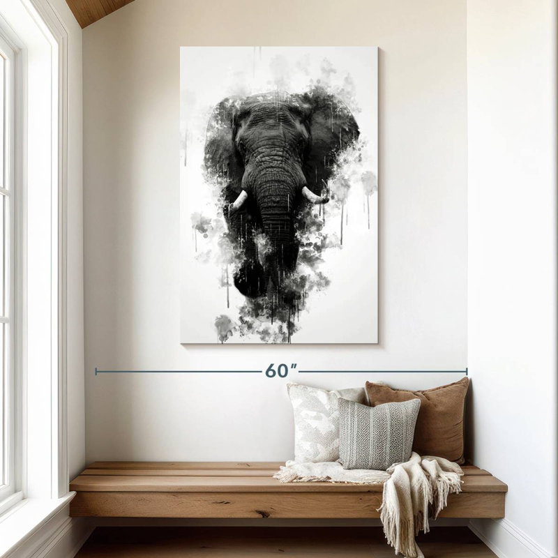 Brampt Mighty Elephant noir et blanc, H 48 po x l 32 po