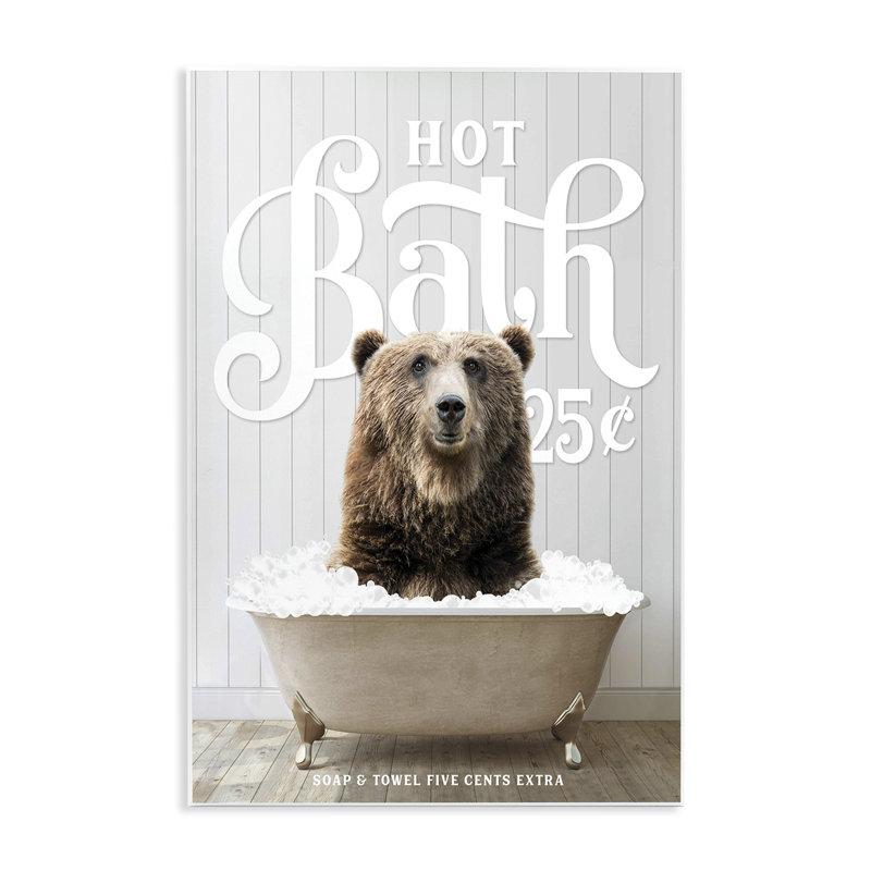 «Vintage Bathroom Bear» par lettré et doublé, H 15 po x l 10 po x P 0,5 po