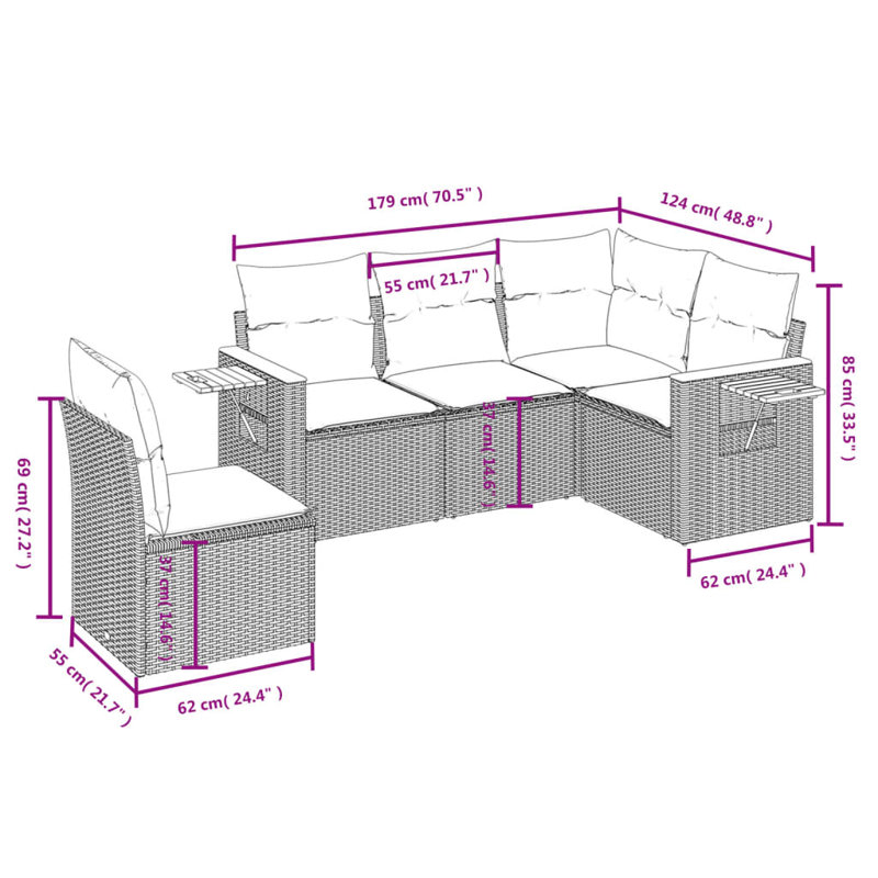 Ensemble de canapé de jardin Vidaxl beige