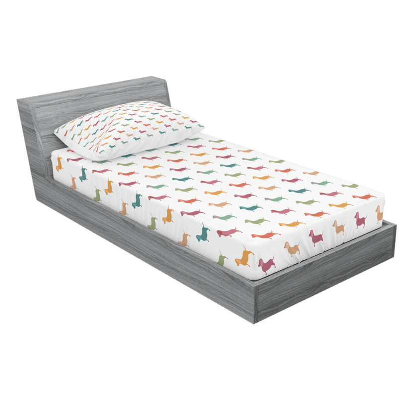 Microfiber Patterned Fitted Sheet, Twin Fitted Sheet with 1 Pillowcase