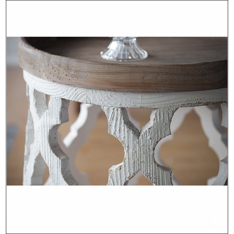 Grande table d'appoint 23 po blanche vieillie