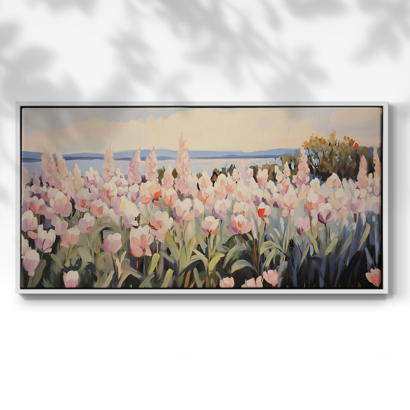 Botanical Series-CCXCVI- Toile tendue avec châssis encadré - Prêt à être accroché, H 21 po x l 41 po, Blanc