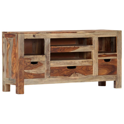 Sideboard Gray 39.4" x 11.8" x 19.7" Solid Sheesham Wood