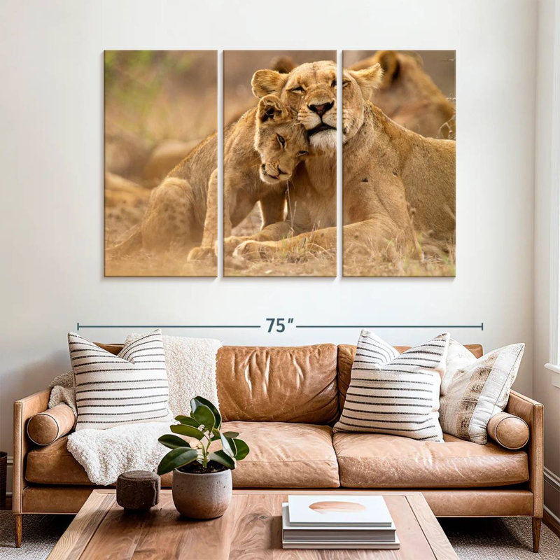Brampt Lioness And Cub, 42" H x 65" W