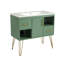  36'' Bathroom Vanity with Resin Sink Combo Set, Modern Freestanding Storage Cabinet with 2 Drawers and 2 Compartments, Solid Wood Frame Vanity Set, Green