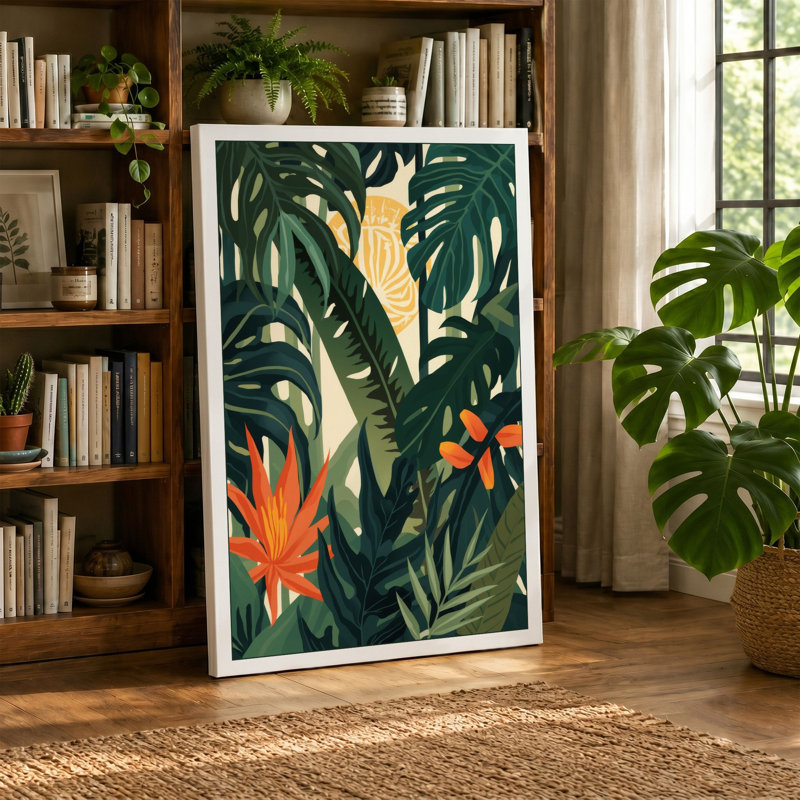Pale Form in Jungle Tropical - Wrapped Canvas, 18x12 - 45.7 x 30.5 cm, Sage Border