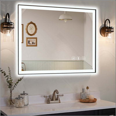 Miroir de salle de bain sans cadre à DEL, miroir intelligent