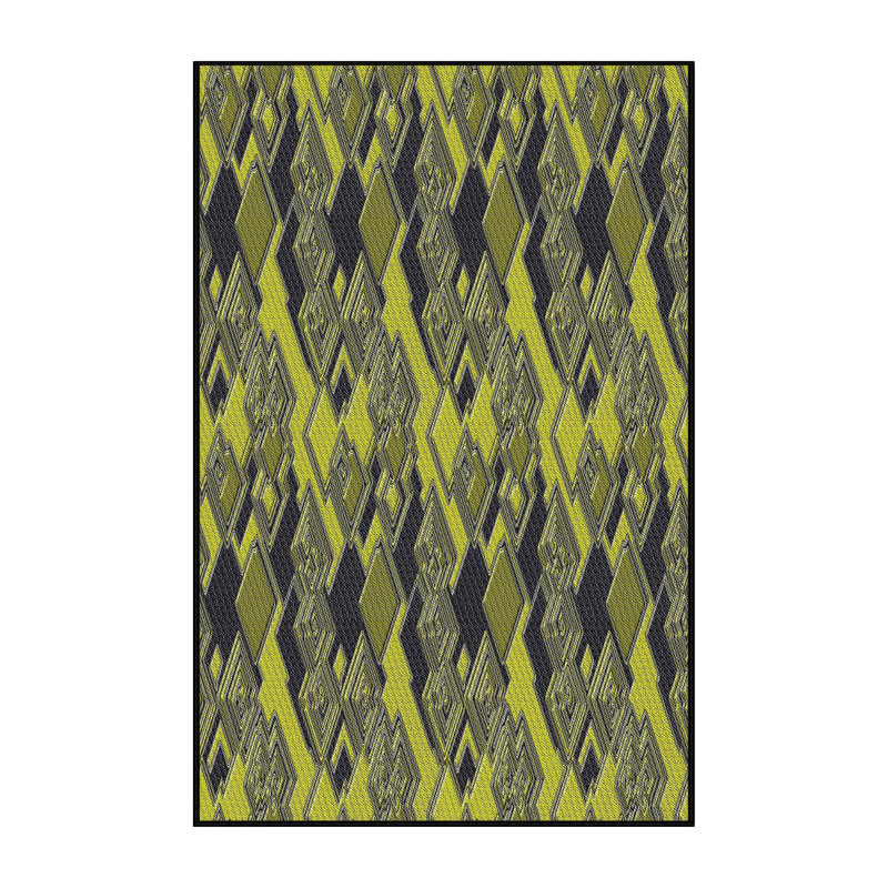 Jaune Tapis décoratif géométrique, Rectangle 3 pi x 5 pi