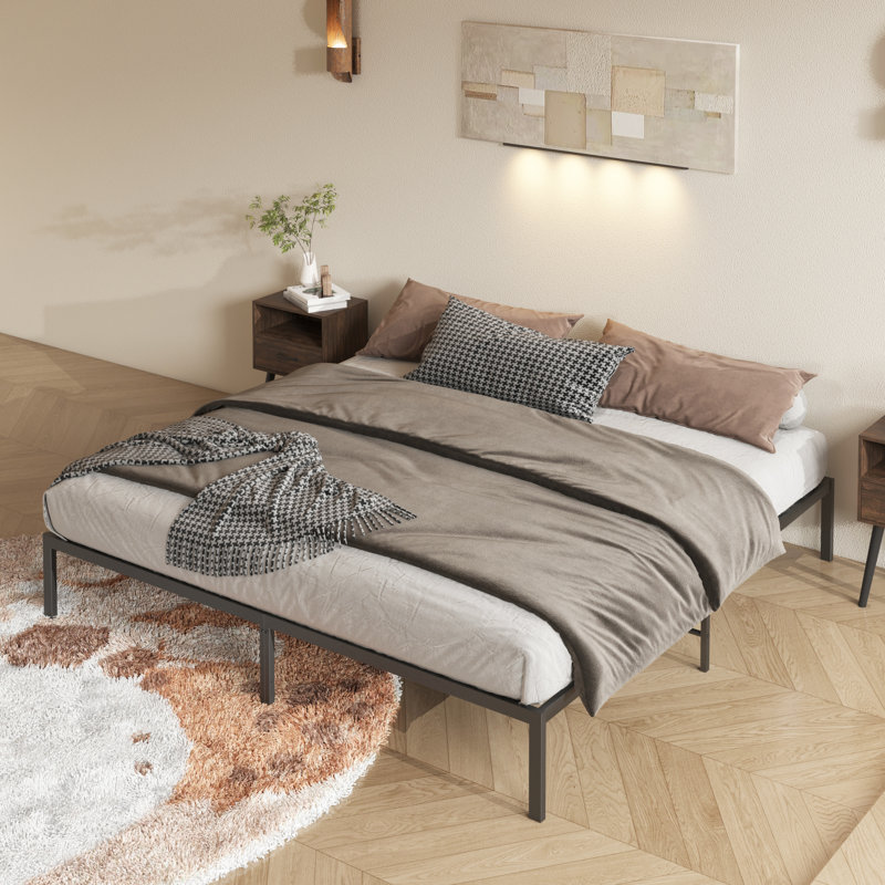 Sturdy Metal Platform Bed Frame for Peaceful Sleep and Stylish Bedroom, King