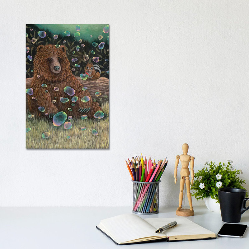 Baby Bear Makes A Friend by Marisa Ray - Wrapped Canvas Print, 20.32 cm H x 30.48 cm W