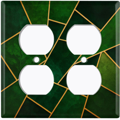 Metal Light Switch Plate Cover; US Standard Size 2 Gang Duplex - Green Tile Pattern